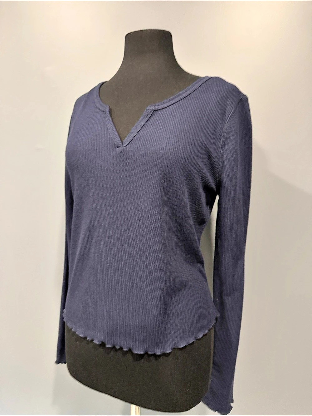 Kensie Notched Henley Long Sleeve Top in Purple Size XL NWT